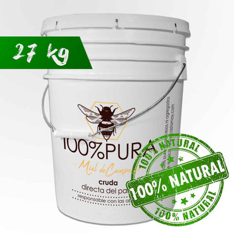 Miel de Abeja Cruda 100% Natural - Cubeta con 27kg